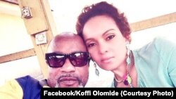 Koffi Olomide akiwa na mkewe Aliya wakati alipokuwa kwenye gereza la Makala mjini Kinshasa. 