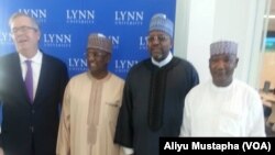 Daga hagu zuwa dama Jeff Bush, Alhaji Indimi, Aliyu Modibbo da Aliyu Mustapha wanda ya dauki hoton a bikin bude cibiyar a Florida