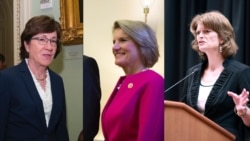 From left, Senators Susan Collins, Shelley Moore Capito and Lisa Murkowski.