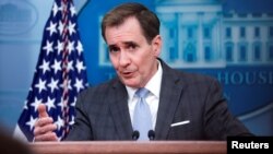 White House National Security Council Strategic Communications Coordinator Kirby takes questions during the daily press briefing at the White House in Washington