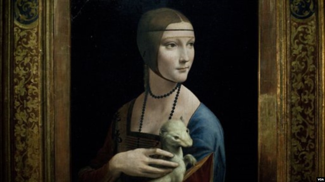 Salah satu lukisan Leonardo da Vinci "Lady with an Ermine" dipamerkan di sebuah museum di Berlin, Jerman (24/8).