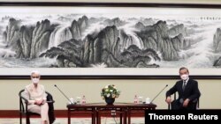 andout picture of U.S. Deputy Secretary of State Wendy Sherman meeting Chinese State Councilor and Foreign Minister Wang Yi in Tianjin, July, 29, 2021.