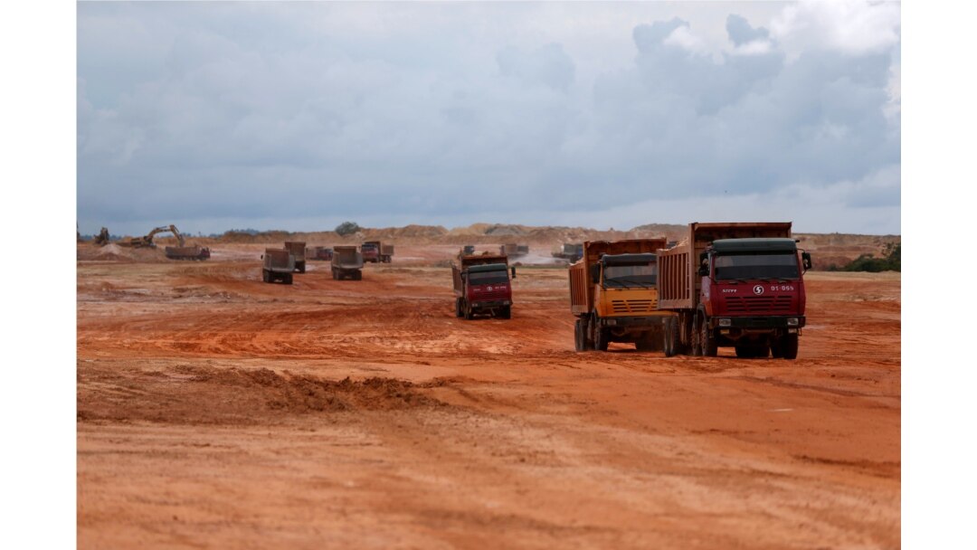 FILE - The airport construction site is seen in the area developed by China company Union Development Group at Botum Sakor in Koh Kong province, Cambodia, in 2018.