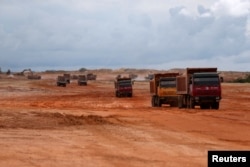 FILE - The airport construction site is seen in the area developed by China company Union Development Group at Botum Sakor in Koh Kong province, Cambodia, in 2018.