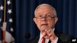 U.S. Attorney General Jeff Sessions delivers remarks about defending national security, at the U.S. Attorney's Office for the Southern District of New York, Thursday, Nov. 2, 2017. 