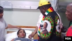 Presiden Mnangwagwe mengunjungi Mary Chiwenga yang menjadi korban ledakan bom di Bulawayo