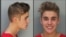 These police booking mugs made available by the Miami Dade County Corrections Department show pop star Justin Bieber, Jan. 23, 2014.