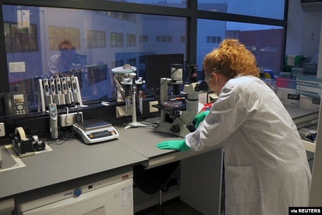 FILE - A Johnson & Johnson scientist works in a laboratory during the development and testing of the Janssen coronavirus disease vaccine. (Johnson & Johnson/Handout via Reuters)