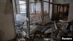 FILE - The interior of a children's hospital hit by a Russian military strike is seen in Kherson, Ukraine Jan. 1, 2023.