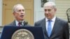 New York Mayor Michael Bloomberg (l) speaks at a news conference at Gracie Mansion in New York with Israeli Prime Minister Benjamin Netanyah, Sept. 27, 2012. 