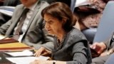 FILE - Rosemary DiCarlo, then the deputy U.S. ambassador to the United Nations, speaks before the Security Council at U.N. headquarters, Aug. 5, 2014. She said Dec. 8, 2020, that Sudan's progress can "still be derailed by the many challenges it faces."