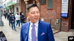 Inspector Tommy Ng, the new leader of the New York City police's Asian Hate Crime Task Force, is pictured in the Chinatown neighborhood of Manhattan, April 1, 2021.