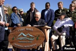 U.S. President Joe Biden attends ceremony to designate Camp Hale as a new National Monument in Leadville, Colorado, Monday, October 12, 2022. REUTERS/Kevin Lamarque