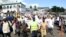 FILE: Supporters of former president of the Comoros Ahmed Abdallah Sambi demonstrate in Moroni at the end of the Friday Prayer in front of the main mosque on May 25, 2018.