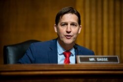 FILE - Sen. Ben Sasse, R-Neb., speaks during a hearing of the Senate Judiciary Subcommittee on Privacy, Technology, and the Law, on Capitol Hill, April 27, 2021, in Washington.