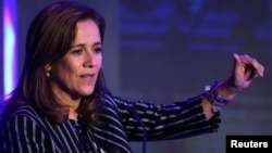 Margarita Zavala, lawyer and member of National Action Party (PAN), speaks during Forbes Forum 2017 in Mexico City, Mexico, Sept. 18, 2017. 