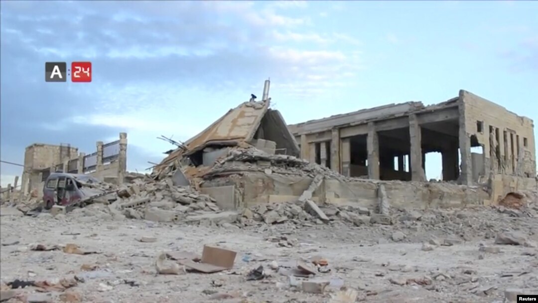 Ibitaro vy'i Nabd Al-Hayat vyasambuwe n'igitero c'indege, mu ntara ya Idlib muri Siriya, itariki 60/05/2019. 