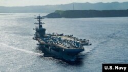 美军“罗斯福”号（USS Theodore Roosevelt）航母ｚ在西太平洋海域执行任务。（资料照）