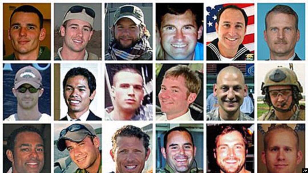 This composite photo shows the 30 troops killed in a helicopter downing in Afghanistan, August 6, 2011