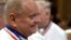 FILE - In this Jan.26, 2018 photo, French chef Joel Robuchon attends the funeral ceremony for late French chef Paul Bocuse at the Saint-Jean cathedral, in Lyon, central France. (Philippe Desmazes/Pool Photo via AP)