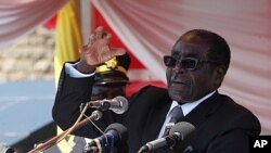 Zimbabwean President Robert Mugabe delivers a speech at the burial of a liberation war hero, Andrew Muntanga, in Harare, July, 20, 2011 (file photo)