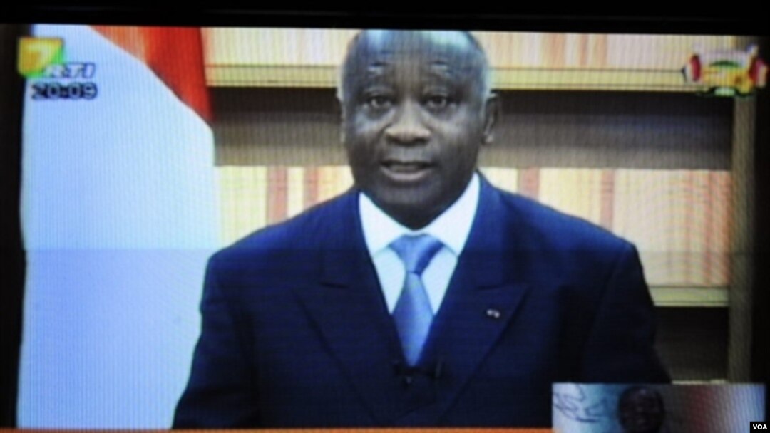 Laurent Gbagbo berpidato di televisi nasional pekan lalu untuk menyatakan dirinya tidak akan meletakkan kekuasaan.