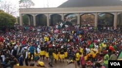 Zanu PF youth at the party's headquarters in Harare.