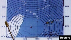 6點8級地震星期一襲台灣﹐顯示震央在花蓮外海以東處。