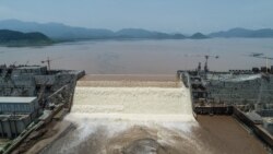 FILE - This handout picture taken on July 20, 2020, and released by Adwa Pictures on July 27, 2020, shows an aerial view Grand Ethiopian Renaissance Dam on the Blue Nile River in Guba, northwest Ethiopia.