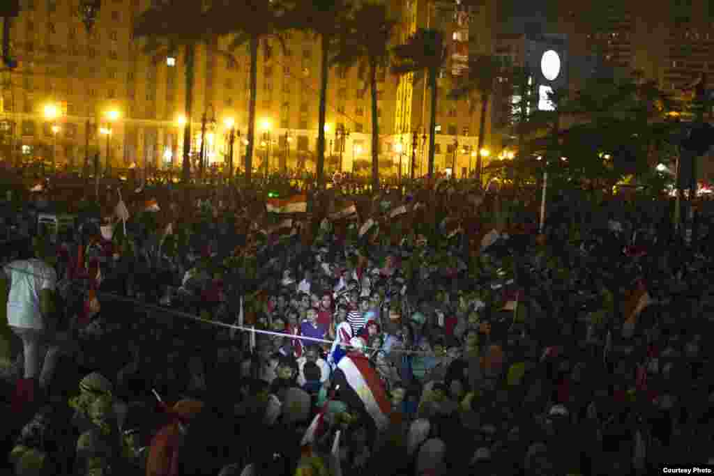 Celebrations Sunday evening in Cairo's Tahrir Square of Abdel Fattah el-Sissi's inauguration as Egypt's new president. Courtesy - Hamada Elrasam. 