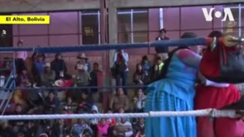 Les lutteuses en jupes prennent la Bolivie à l'assaut
