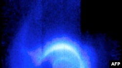 This picture is a false color image of the transparent, electrified gas (plasma) trapped inside Earth's magnetic field taken by NASA's Imager for Magnetopause to Aurora Global Exploration (IMAGE) spacecraft on Aug. 11, 2000. 
