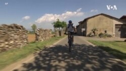 Good News COVID Italy Cyclist Medicine Delivery