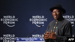 Tổng thống Nigeria Goodluck Jonathanh tại buổi khai mạc Diễn đàn Kinh tế Thế giới 8/5/14