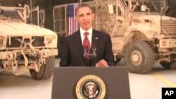 بارک اوباما حین سخنرانی از میدان هوایی بگرام