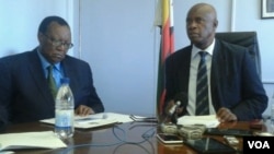 Finance Minister Patrick Chinamasa and Agriculture Minister Joseph Made (right). (Photo/Irwin Chifera)