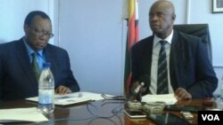 Finance Minister Patrick Chinamasa (right) and Agriculture Minister Joseph Made (left). (Photo/Irwin Chifera)