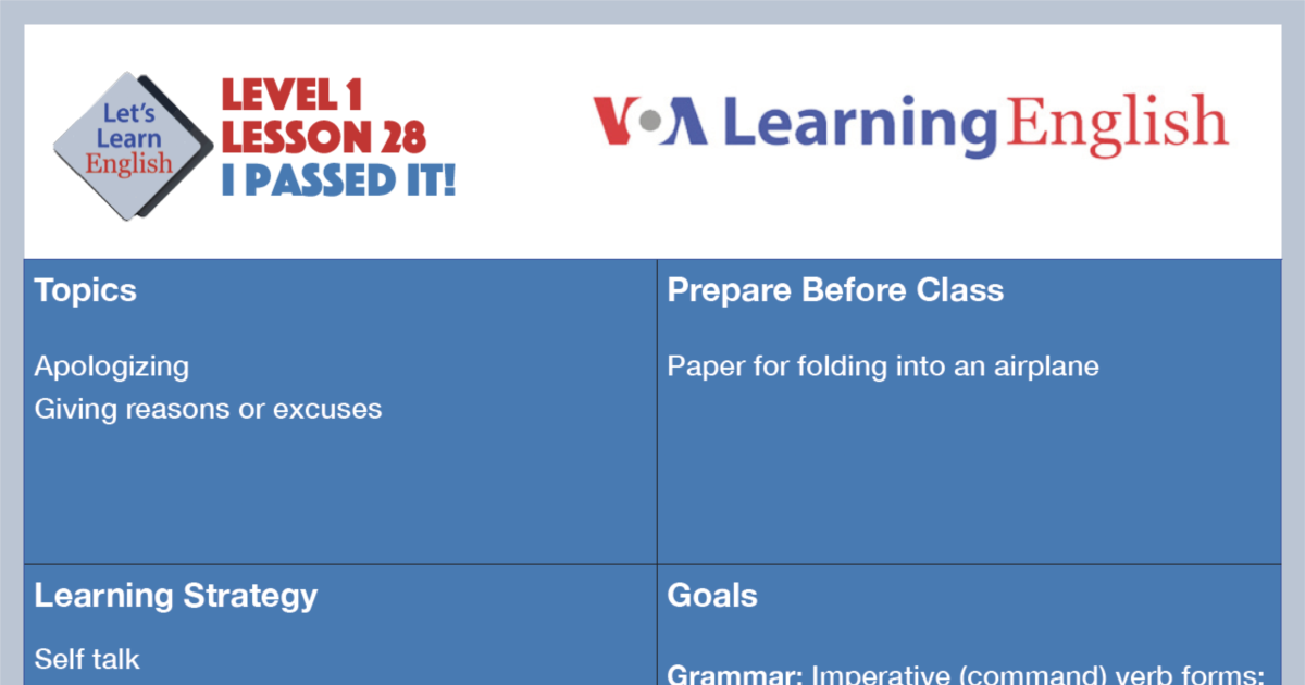 Let's Learn English - Level 1 - Lesson 28