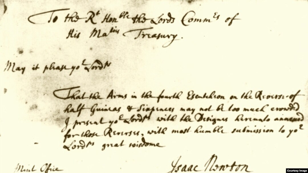 Một bản báo cáo của Isaac Newton trong thời gian đứng đầu sở đúc tiền, hiện lưu trữ tại Văn khố Quốc gia Anh. (Hình: Royal Mint Museum)