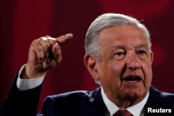 FILE - Mexico's President Andres Manuel Lopez Obrador speaks at a news conference at the National Palace in Mexico City, June 20, 2022.