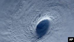 This image taken March 31, 2015 shows Typhoon Maysak taken by astronaut Samantha Cristoforetti from the International Space Station. 