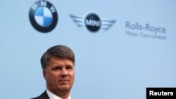 FILE - Harald Krueger, Chief Executive of German luxury carmaker BMW addresses the company's annual news conference in Munich, southern Germany, March 21, 2017. 