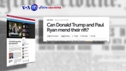 Manchetes Americanas 12 Maio: Trump e Ryan à procura de "unidade republicana"