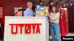 NATO Secretary General Jens Stoltenberg visits Utoya Island