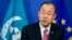 United Nations Secretary-General Ban Ki-moon addresses the media at the European Commission headquarters in Brussels, Belgium, April 2, 2014. 