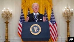 President Joe Biden speaks about Afghanistan from the East Room of the White House, Aug. 16, 2021.