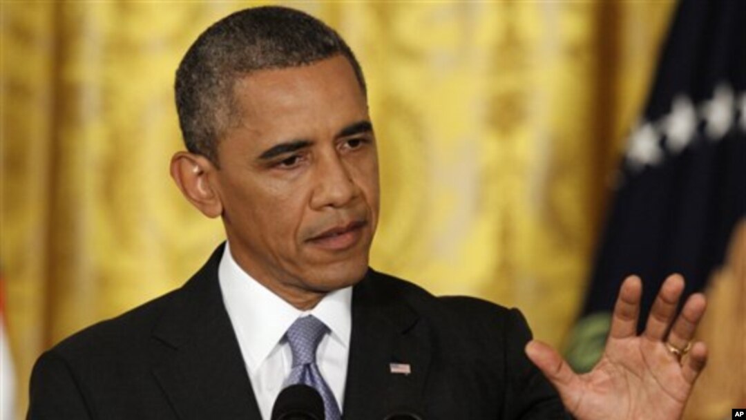 Presiden Barack Obama saat memberikan keterangan kepada media di Gedung Putih, Washington (9/8). 