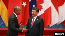 Chinese President Xi Jinping and U.S. President Barack Obama attend the G20 Summit in Hangzhou, Zhejiang province, Sept. 4, 2016. 