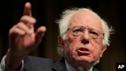 FILE - Vermont Sen. Bernie Sanders speaks during the National Action Network Convention in New York, April 5, 2019.