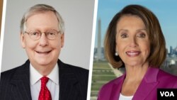 La démocrate Nancy Pelosi et le républicain Mitch McConnell.